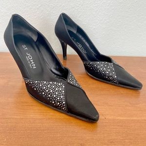 St. John Rhinestone Black Heels Size 7B Formal